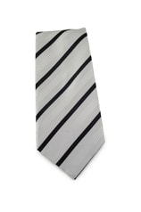 Bílá mikrovláknová kravata s proužky (černá)