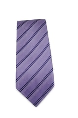 Fialová (šeříková) proužkovaná hedvábná kravata