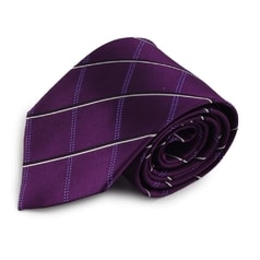 Fialová károvaná mikrovláknová kravata