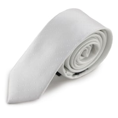 Bílá úzká mikrovláknová kravata s decentním vzorkem