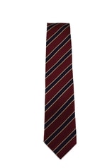 Červená (bordó) úzká proužkovaná hedvábná kravata