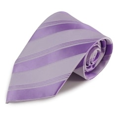 Fialová (šeříková) proužkovaná mikrovláknová kravata